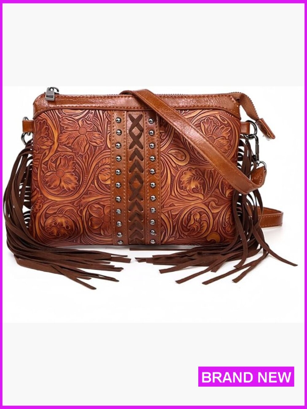 Western Fringe Tassel Crossbody Bag Vintage Elegant Adjustable Strap Wristlet